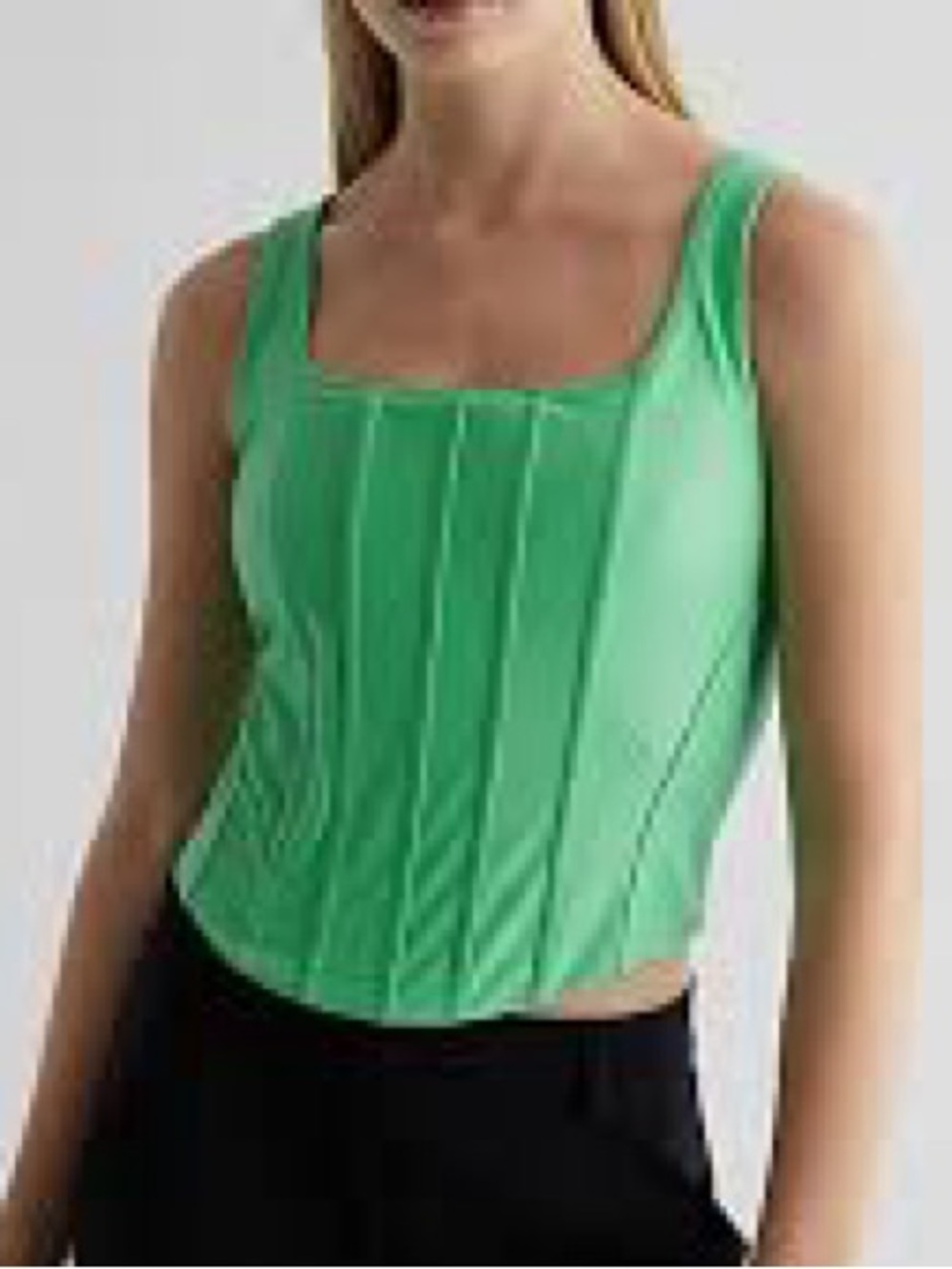 Express Body Contour XL Kelly Green Corset Tank Top Square Neck Stretch NWOT